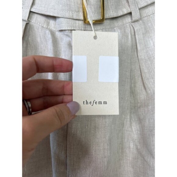 NWT The Femm Iris Super Wide Leg High Waisted Linen Pant Natura Size: Small - Picture 5 of 8